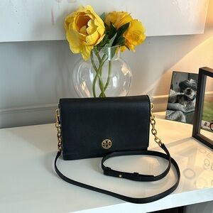 Tory Burch black leather shoulder or crossbody bag. EUC.